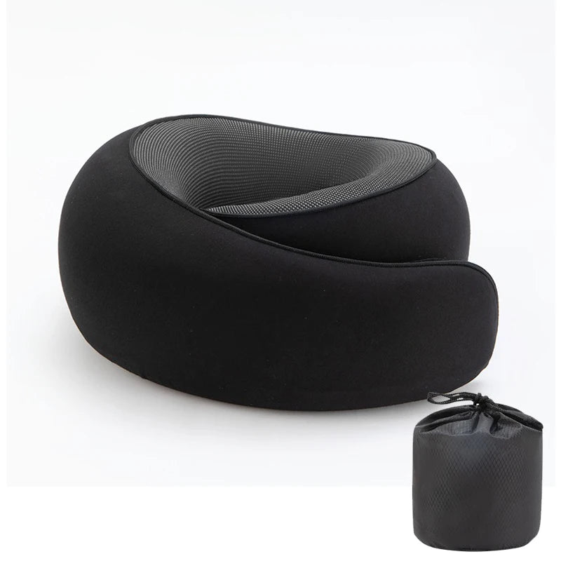 Portable U-Shaped Travel Pillow Neck Support Memory Foam Snail Style Travel Pillow Adjustable Soft Noon Break Pillow