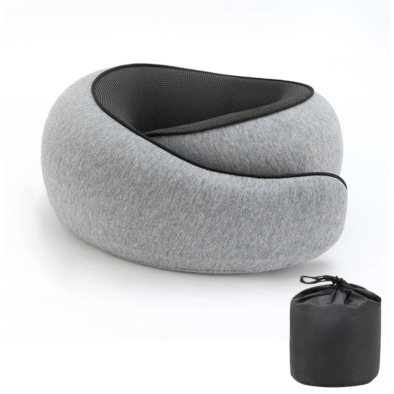 Portable U-Shaped Travel Pillow Neck Support Memory Foam Snail Style Travel Pillow Adjustable Soft Noon Break Pillow
