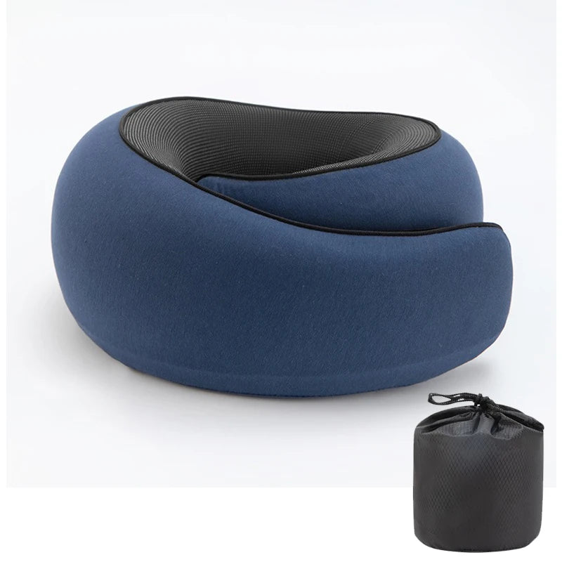 Portable U-Shaped Travel Pillow Neck Support Memory Foam Snail Style Travel Pillow Adjustable Soft Noon Break Pillow