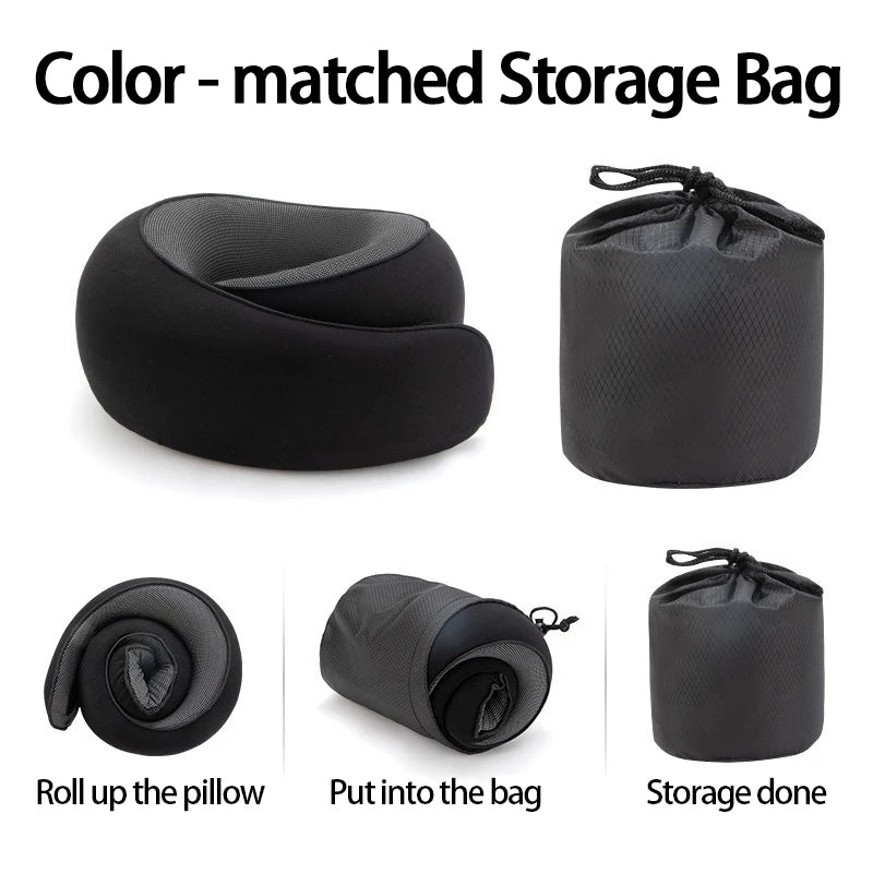 Portable U-Shaped Travel Pillow Neck Support Memory Foam Snail Style Travel Pillow Adjustable Soft Noon Break Pillow