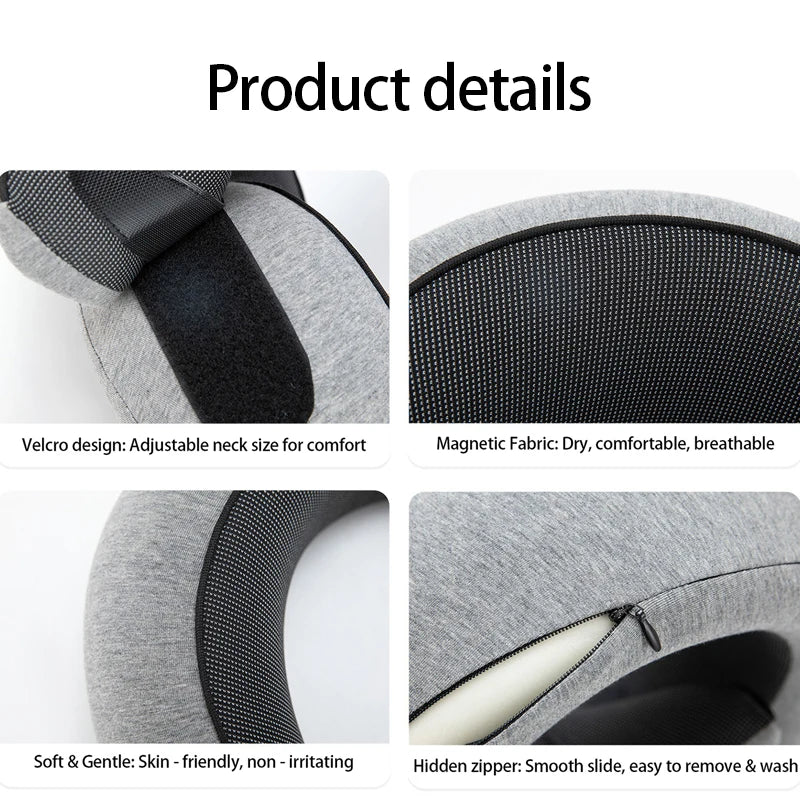 Portable U-Shaped Travel Pillow Neck Support Memory Foam Snail Style Travel Pillow Adjustable Soft Noon Break Pillow