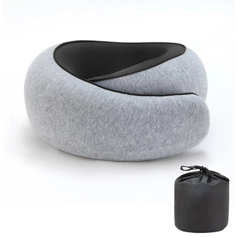 Portable U-Shaped Travel Pillow Neck Support Memory Foam Snail Style Travel Pillow Adjustable Soft Noon Break Pillow